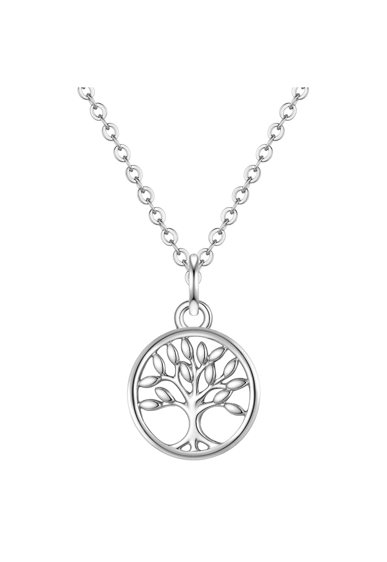 Colier placat cu rodiu si decorat cu pandantiv-copacul vietii - Argintiu