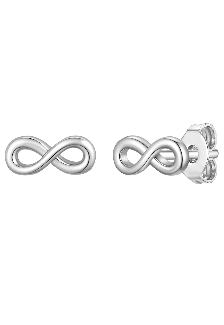 Cercei cu tija placati cu rodiu - in forma de simbolul infinitului - Argintiu