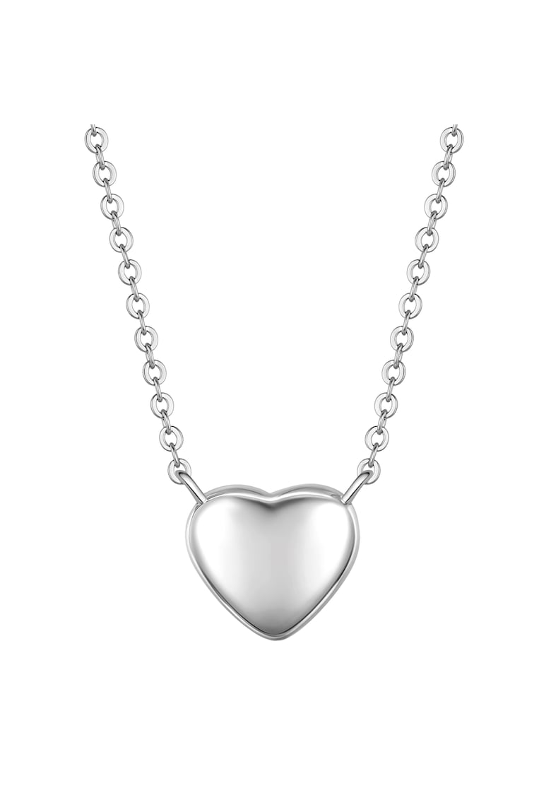 Colier placat cu rodiu si decorat cu pandantiv in forma de inima - Argintiu