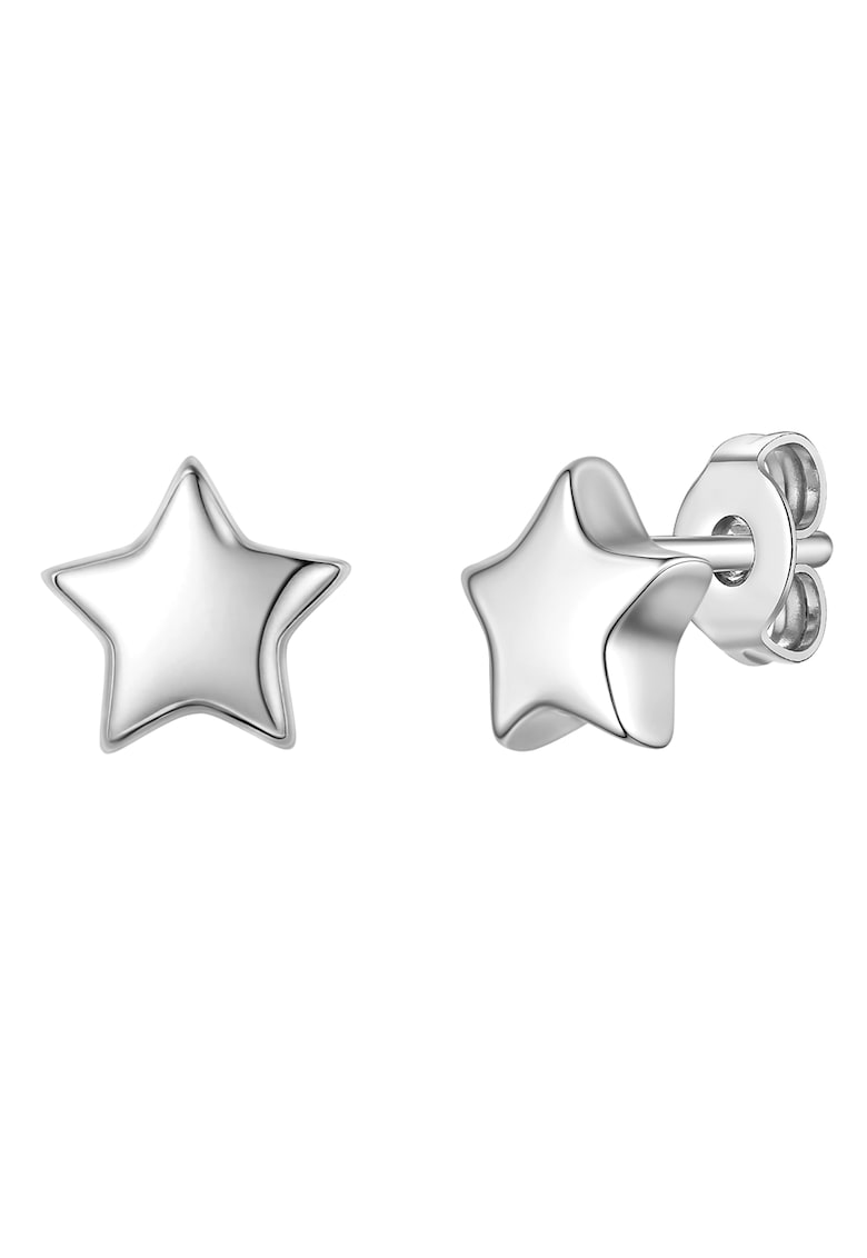 Cercei cu tija placati cu rodiu - in forma de stea - Argintiu