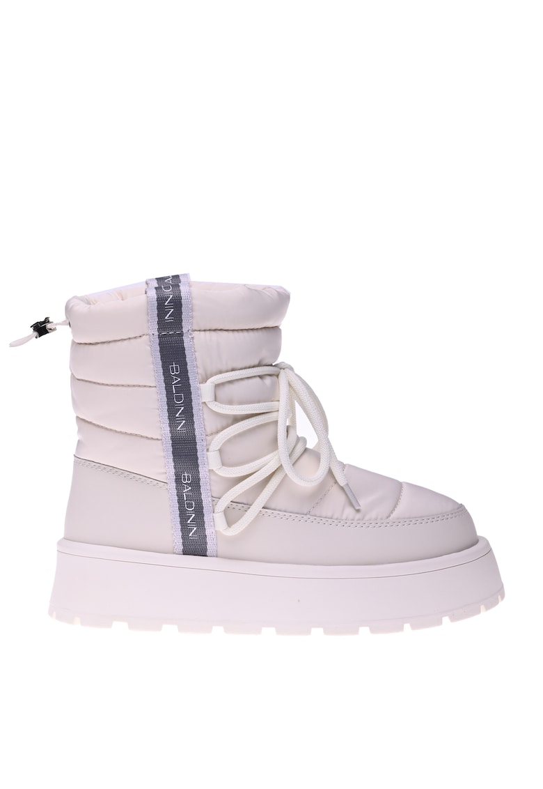 Ghete slip-on flatform cu garnituri din piele - Alb fildes