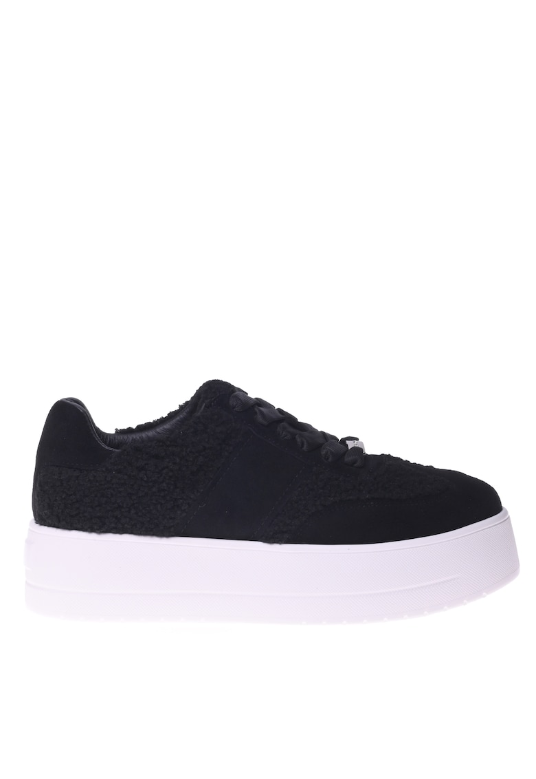 Pantofi sport flatform cu garnituri din piele intoarsa - Negru