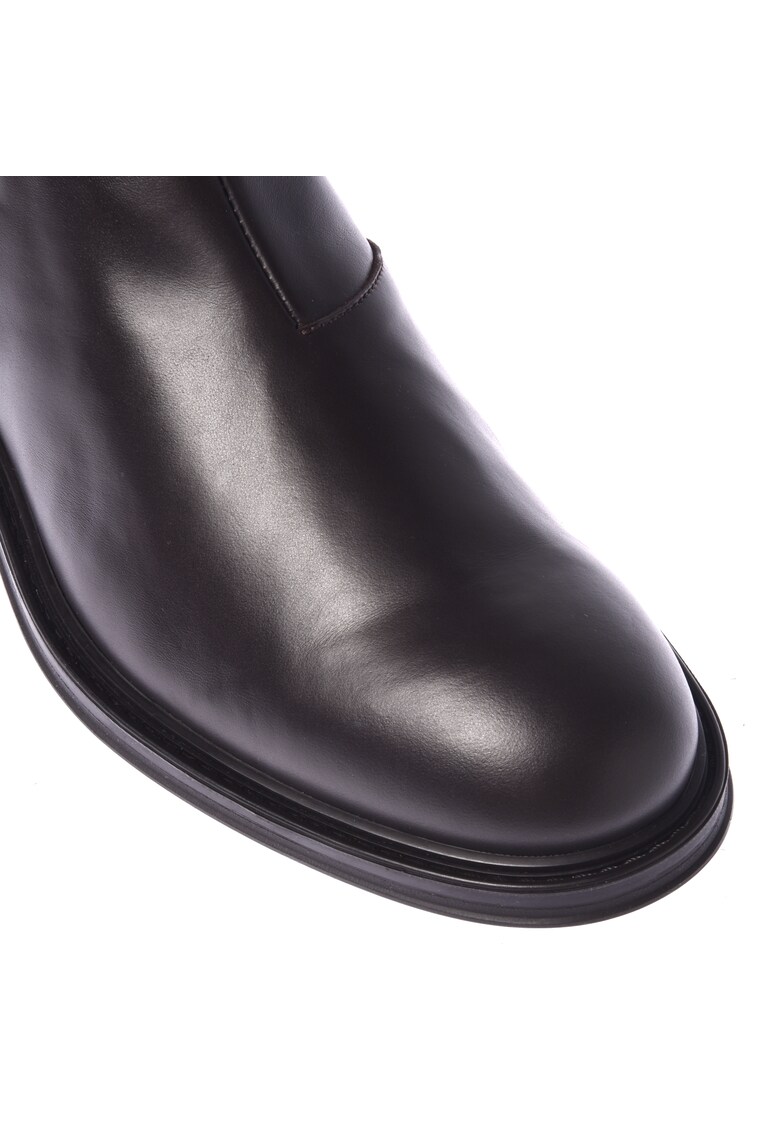 Ghete din piele cu insertii elastice - Maro
