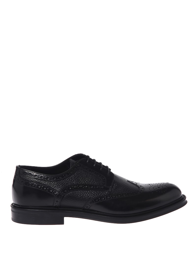 Pantofi din piele cu sireturi - Negru