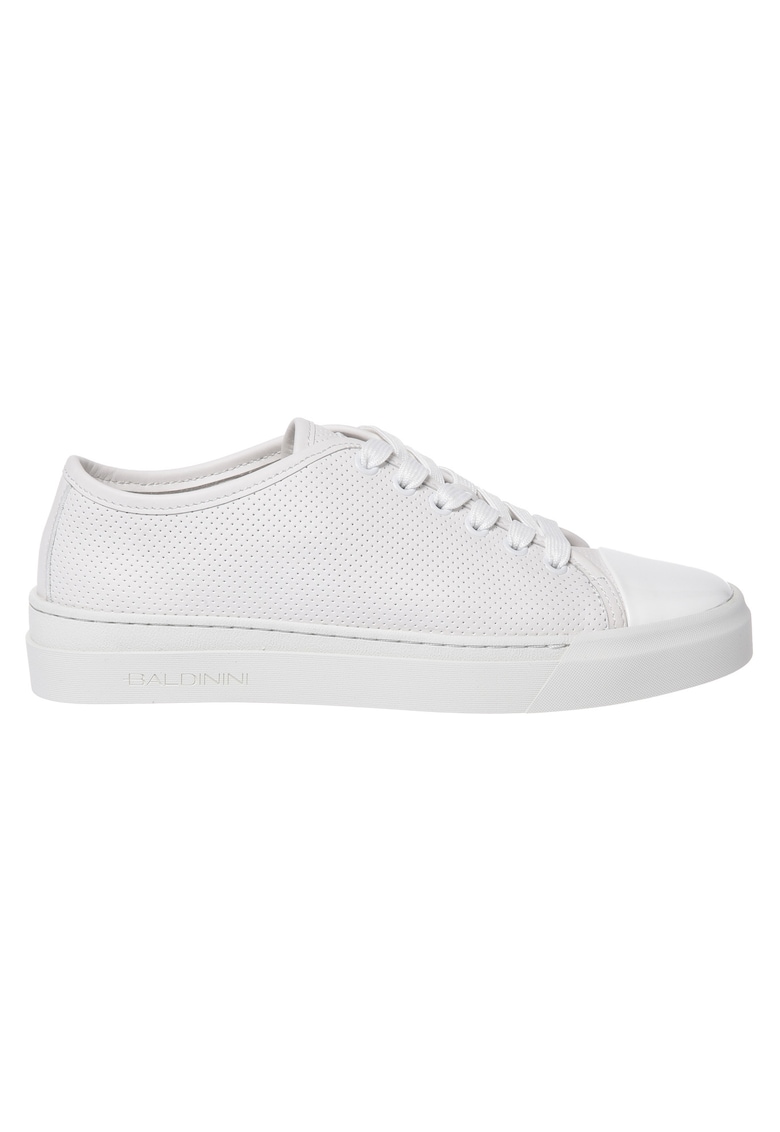 Pantofi sport cu perforatii si garnituri de piele lacuita - Alb
