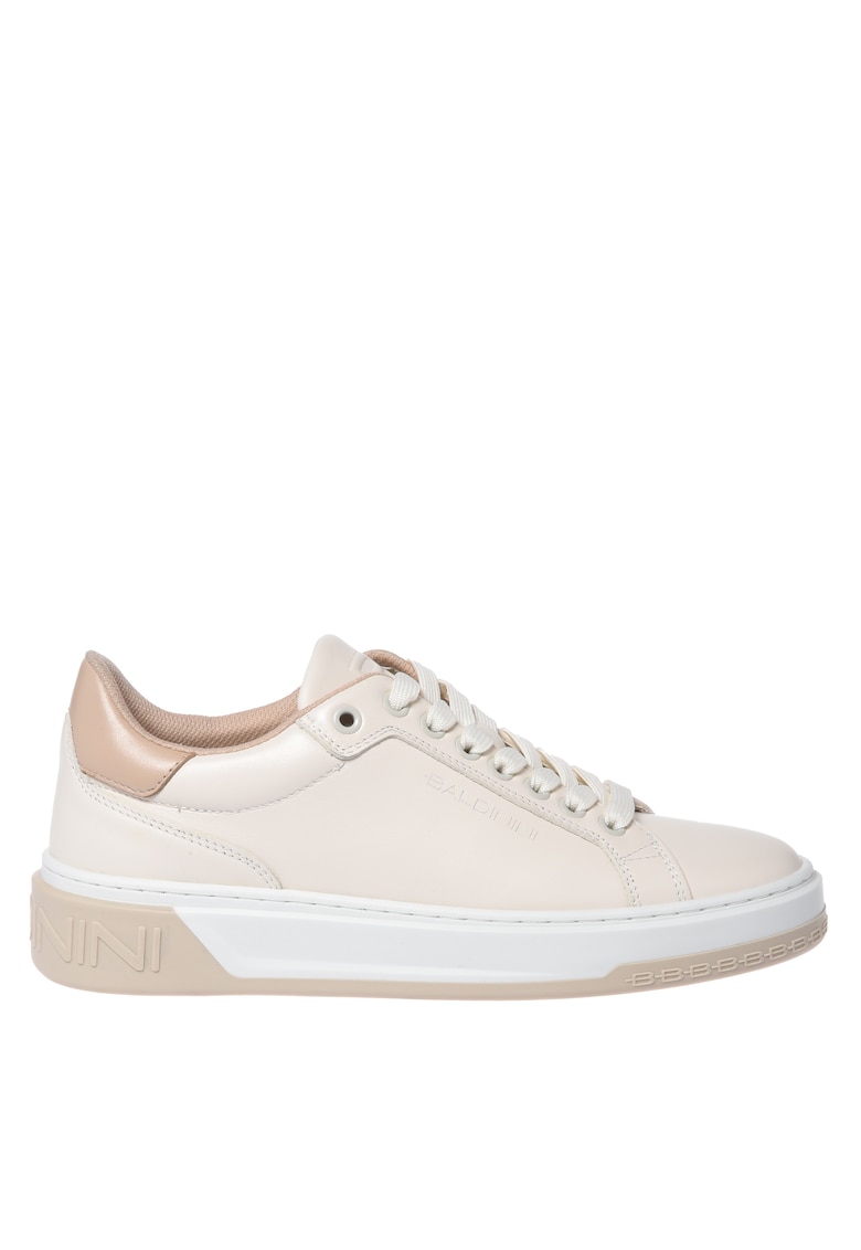 Pantofi sport de piele cu talpa plata - Alb murdar