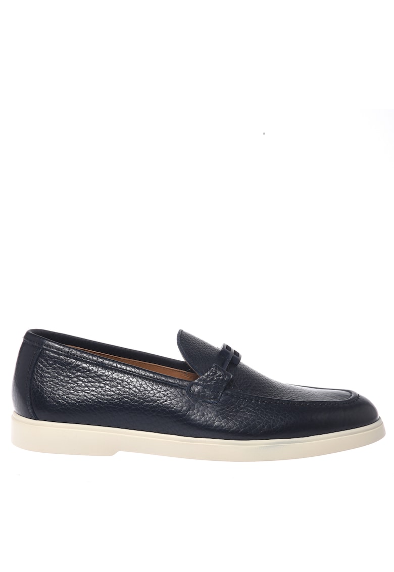 Pantofi loafer de piele cu aspect granulat - Albastru