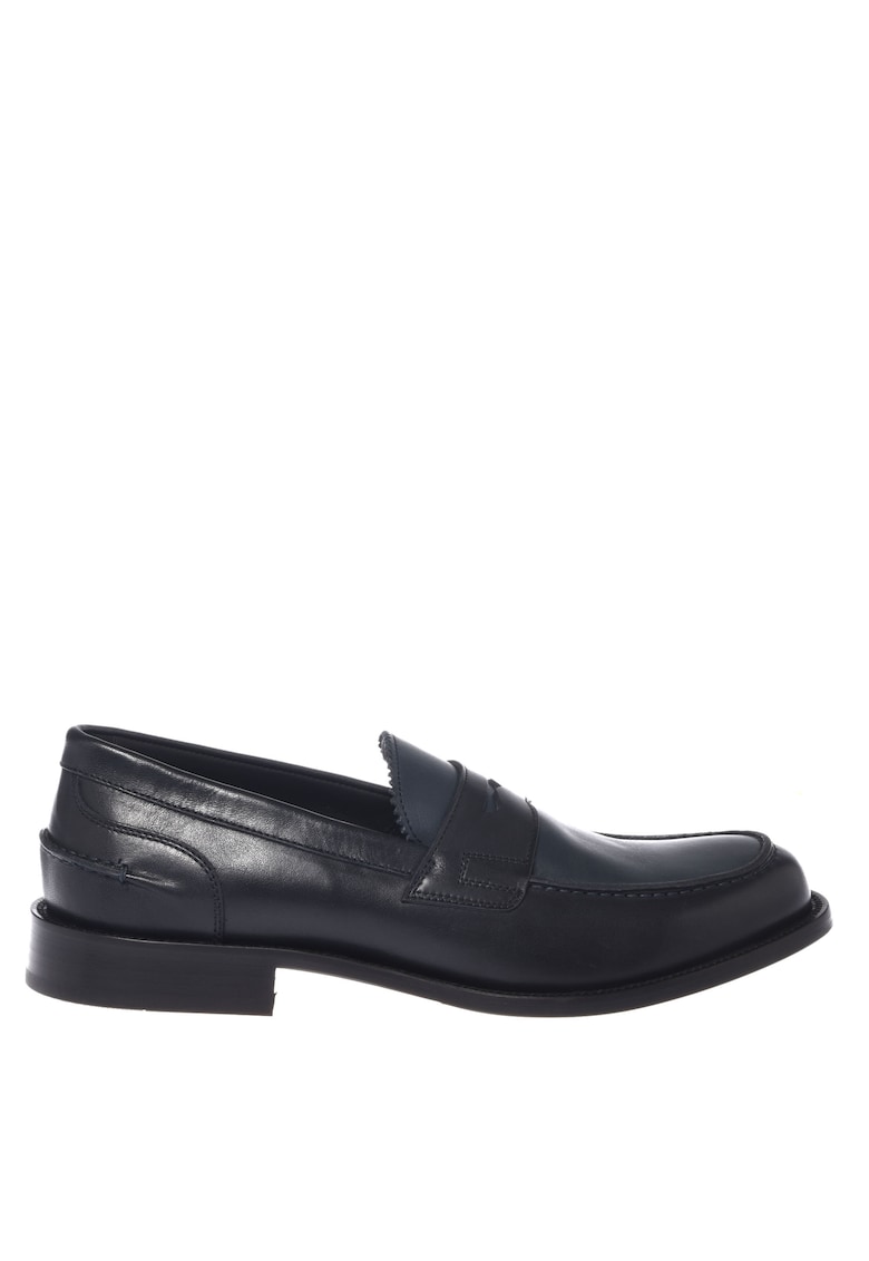 Pantofi loafer de piele cu varf rotund - Albastru