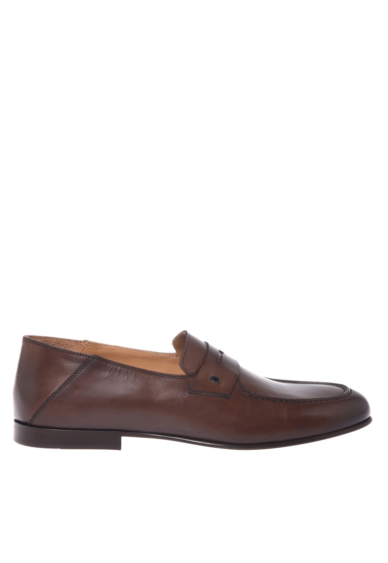 Pantofi loafer uni de piele - Maro
