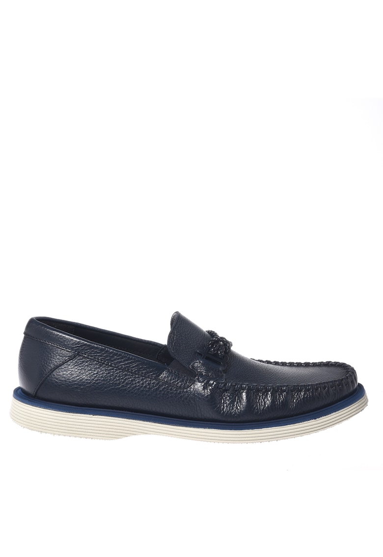 Pantofi loafer de piele cu talpa plata - Albastru