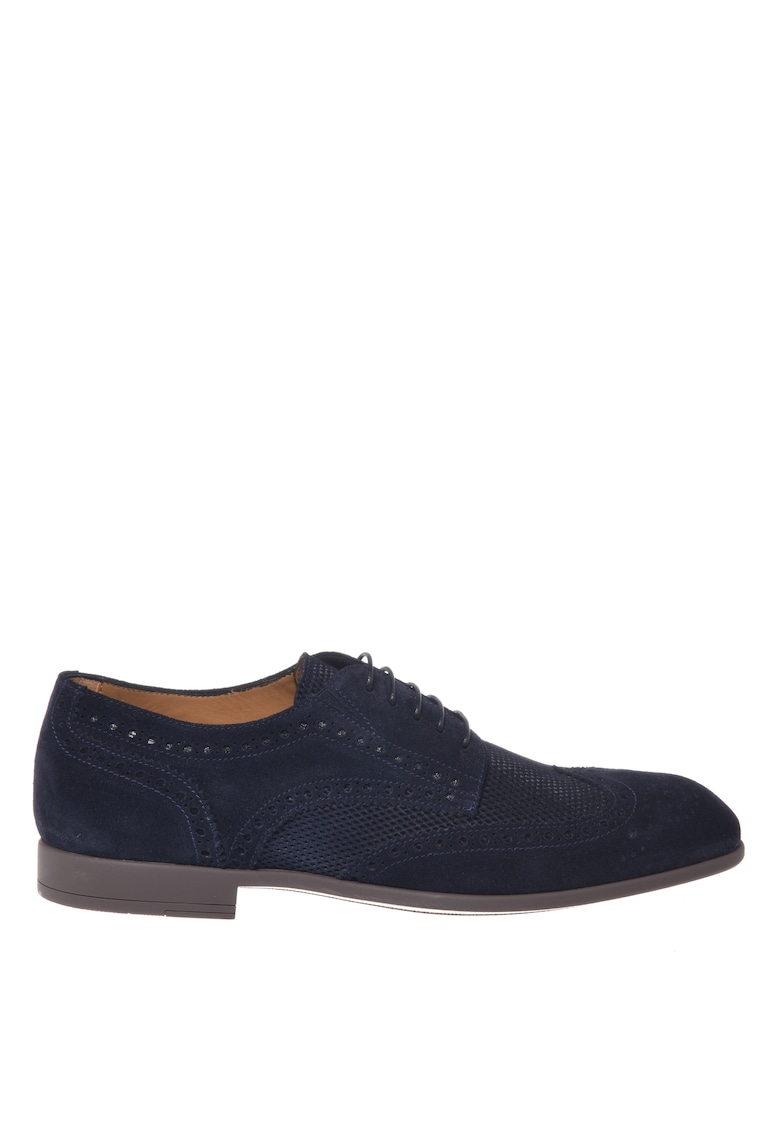 Pantofi brogue de piele intoarsa - Albastru
