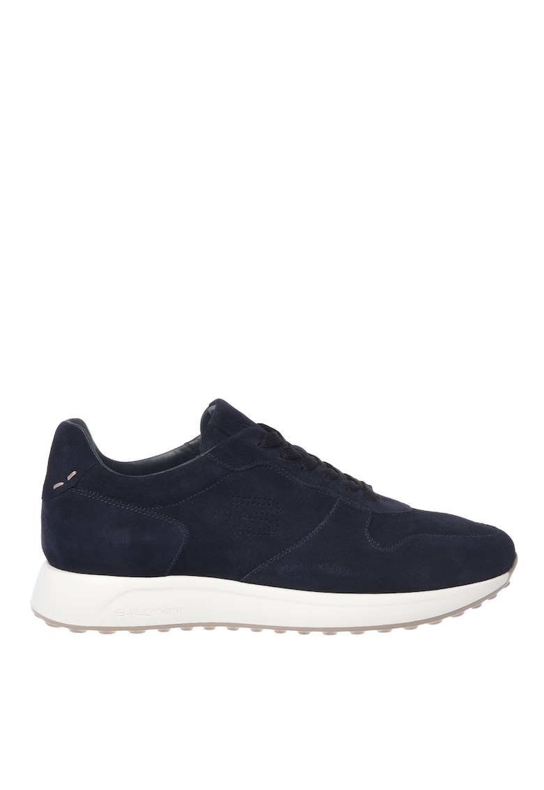 Pantofi sport de piele intoarsa cu talpa wedge - Albastru
