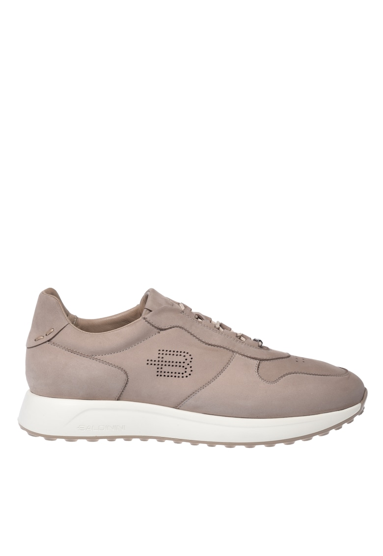 Pantofi sport de piele nabuc cu sireturi elastice - Bej
