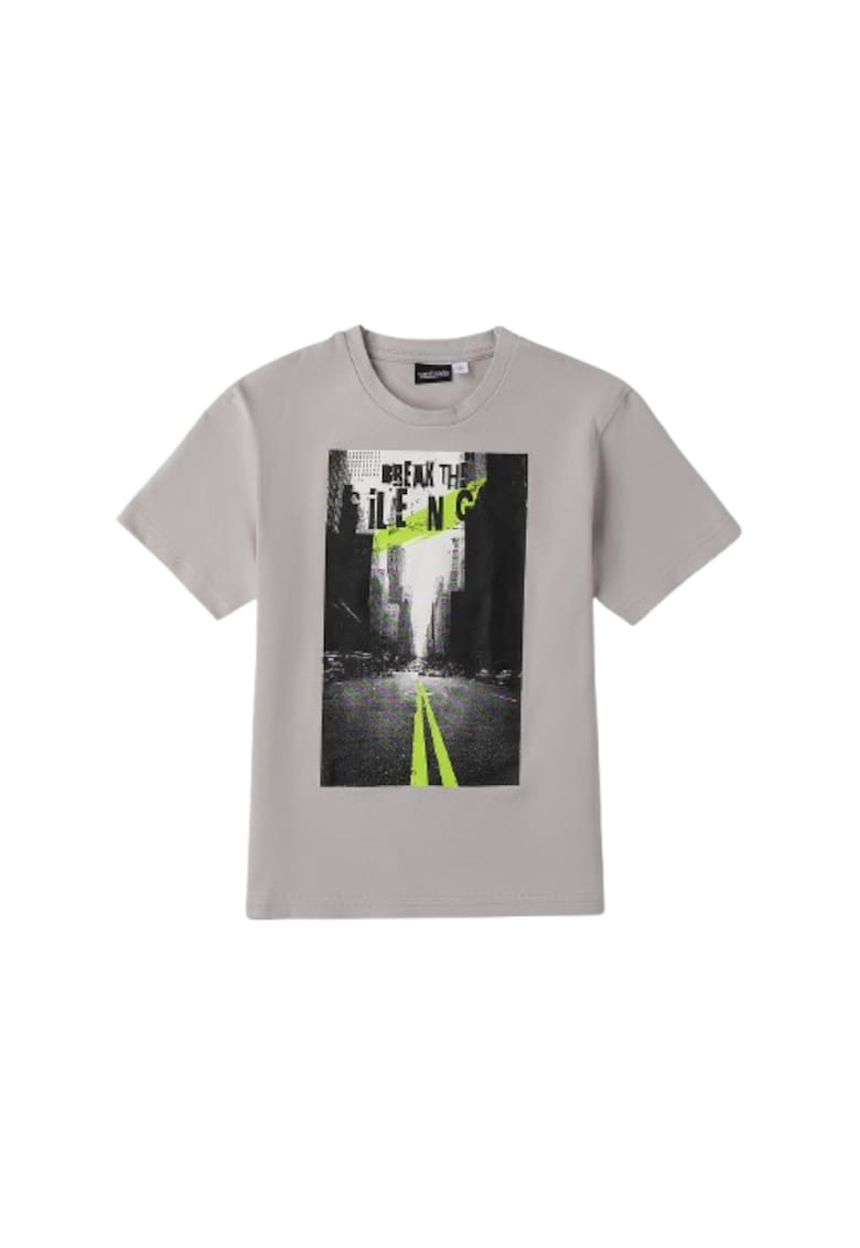 Tricou baieti din bumbac 100% interlock cu imprimeu urban si croiala oversized