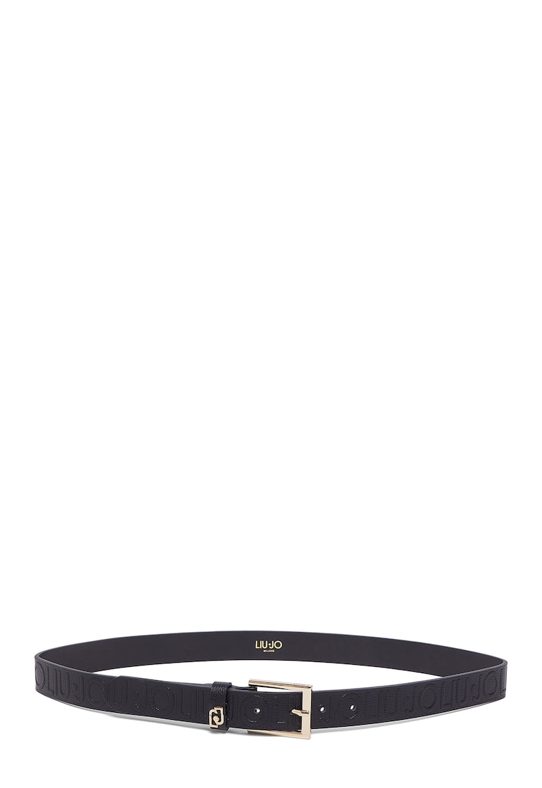 Curea de piele ecologica cu model logo - Negru