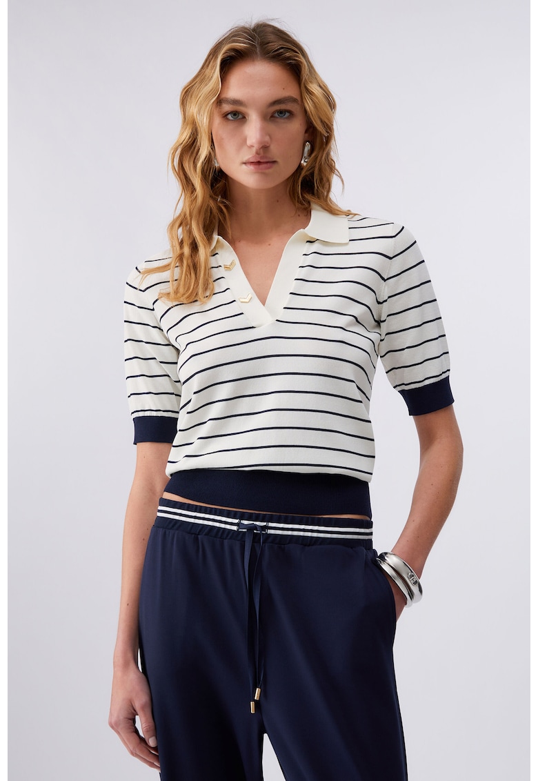 Tricou polo cu dungi - Albastru