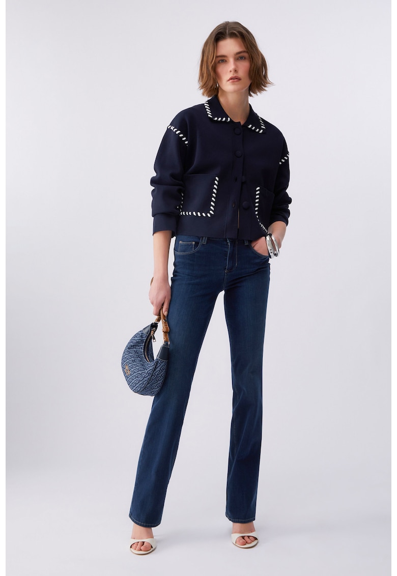 Jacheta usoara cu cusaturi contrastante - Albastru