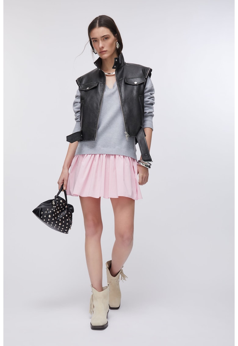 Rochie evazata cu aspect 2in1 - Gri