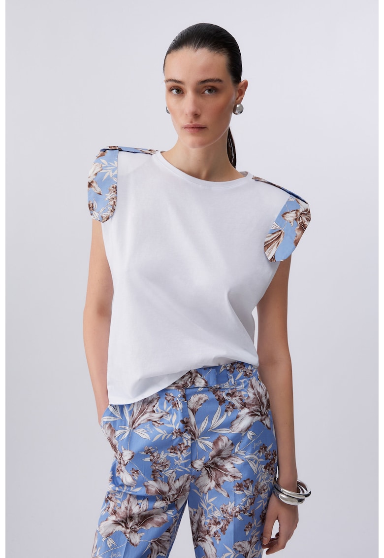 Bluza cu umeri dublati - Alb/Albastru deschis