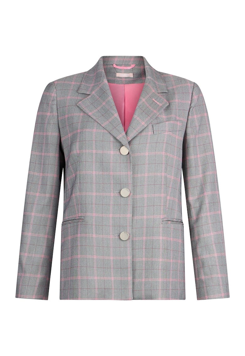 Sacou cu revere decupate si model in carouri - Gri