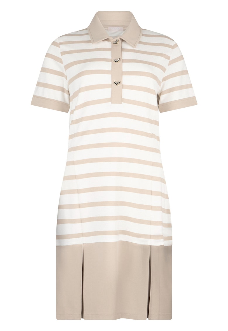 Rochie in dungi cu design 2in1 - Bej