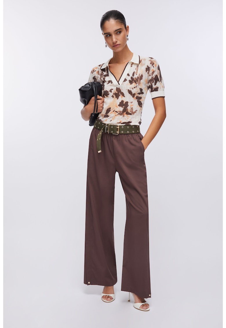 Tricou polo din amestec de lyocell - Maro