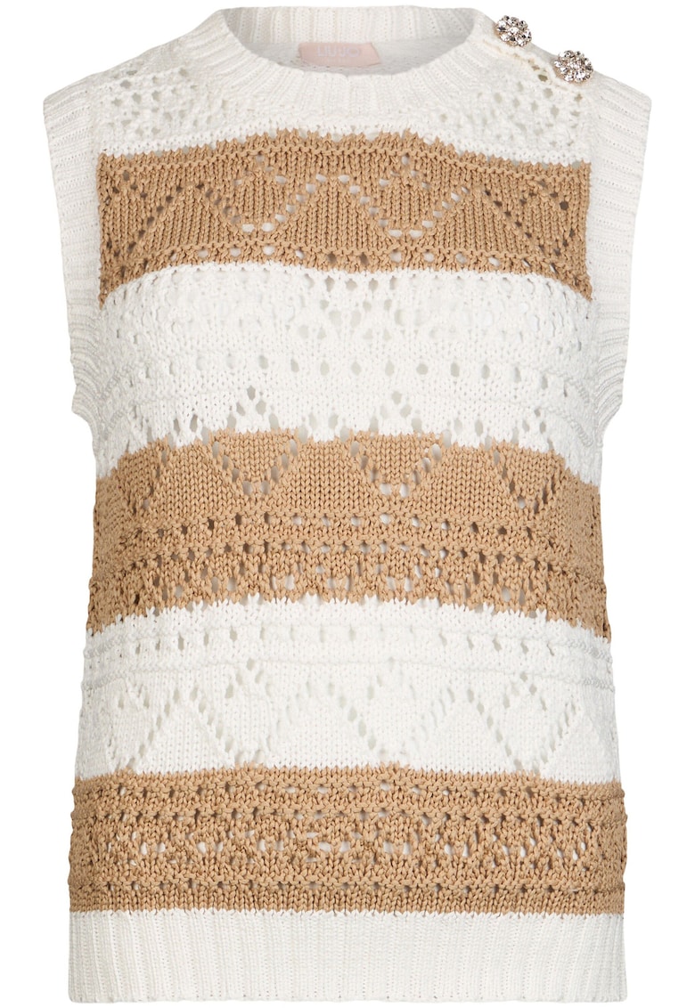 Bluza tricotata - fara maneci - Bej