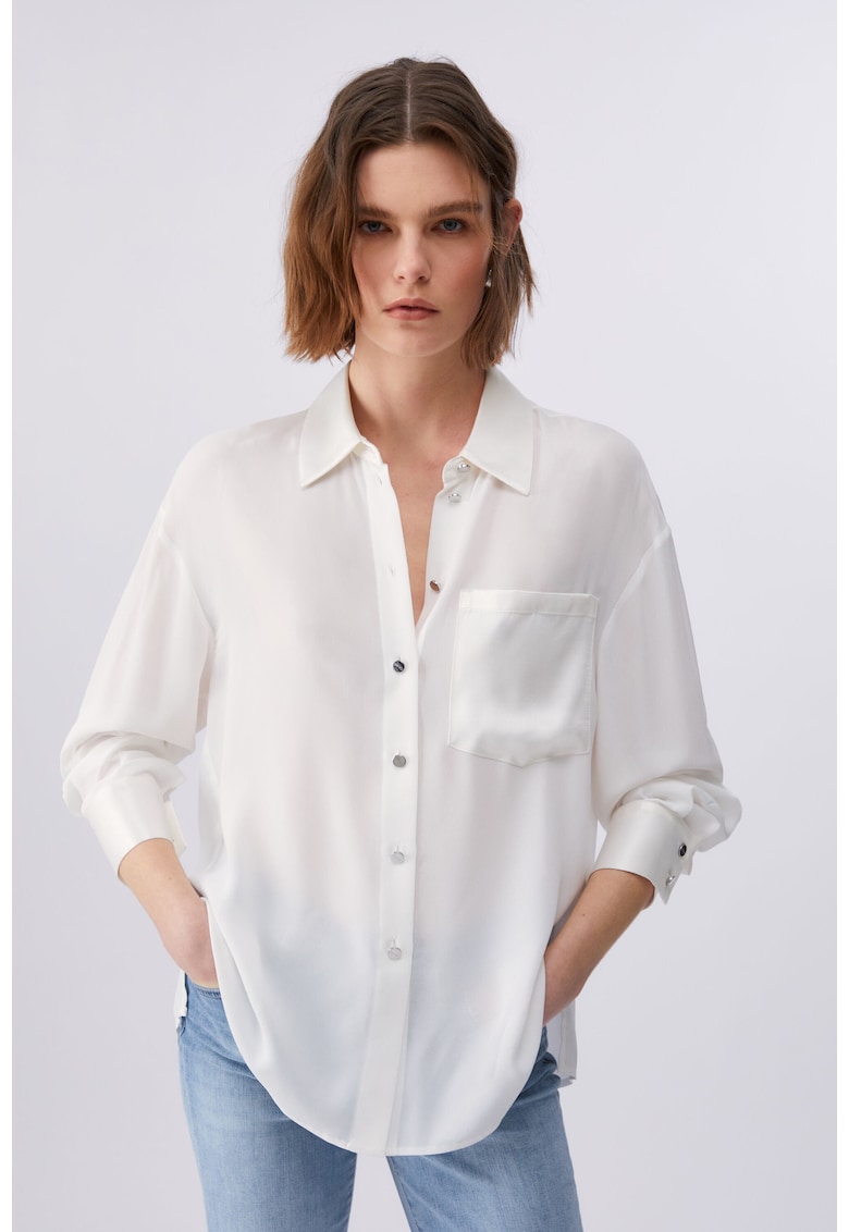 Camasa lejera cu buzunar pe piept - Alb
