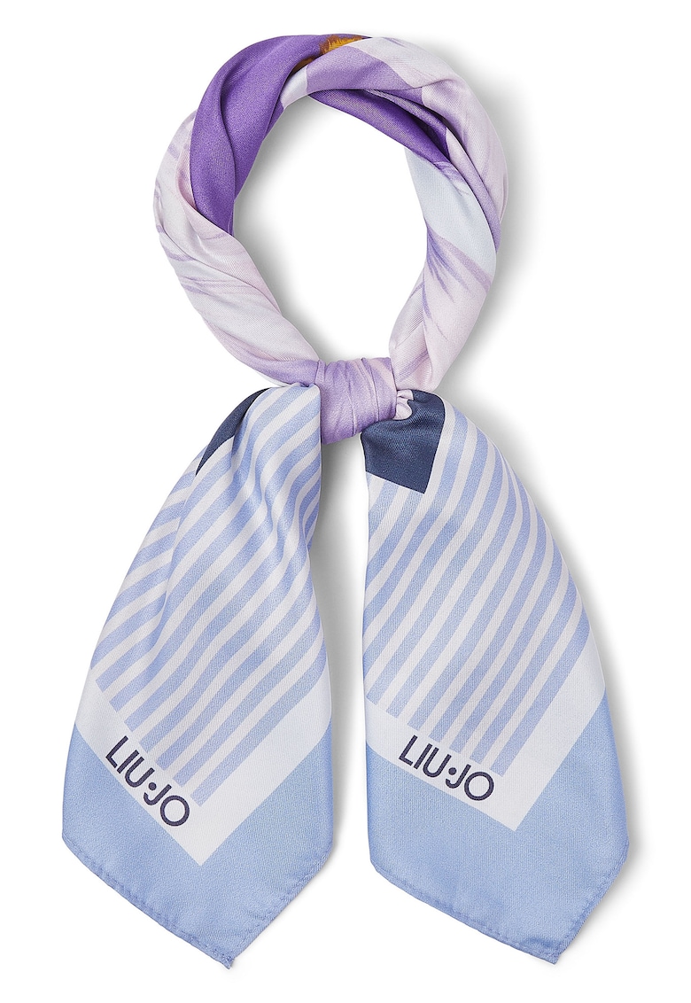 Esarfa cu model floral - Lila/Albastru