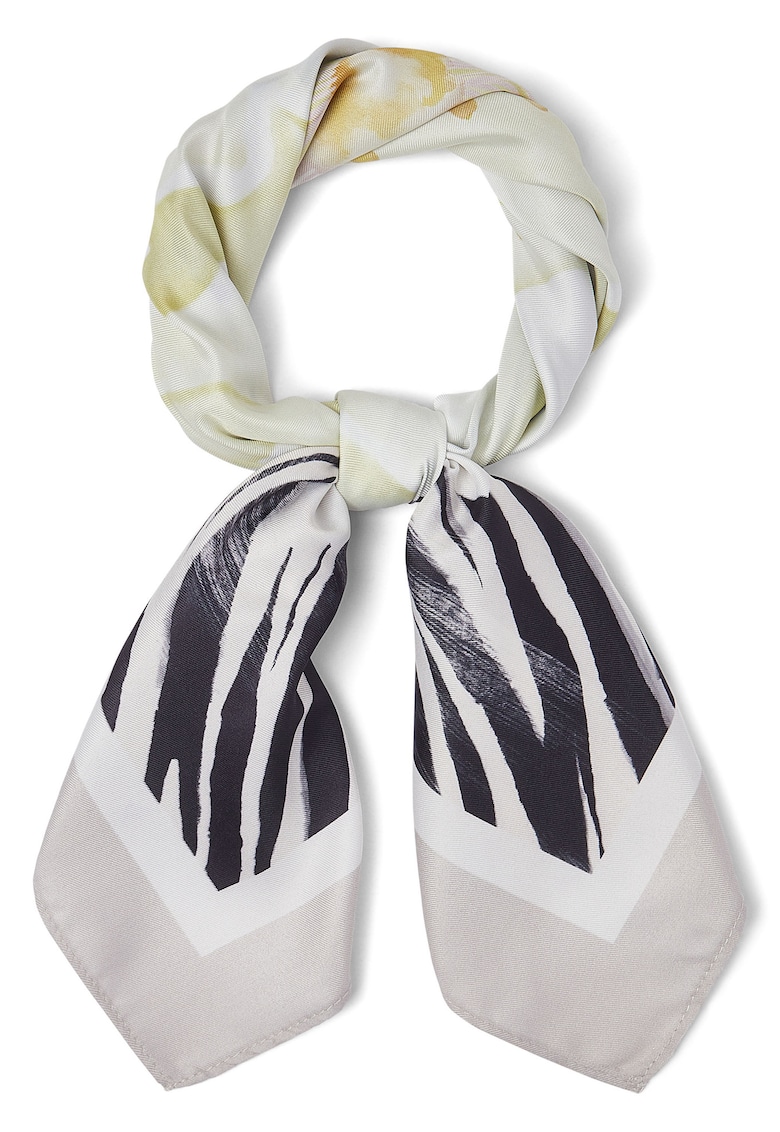 Esarfa cu model floral - Alb/Bej/Bleumarin