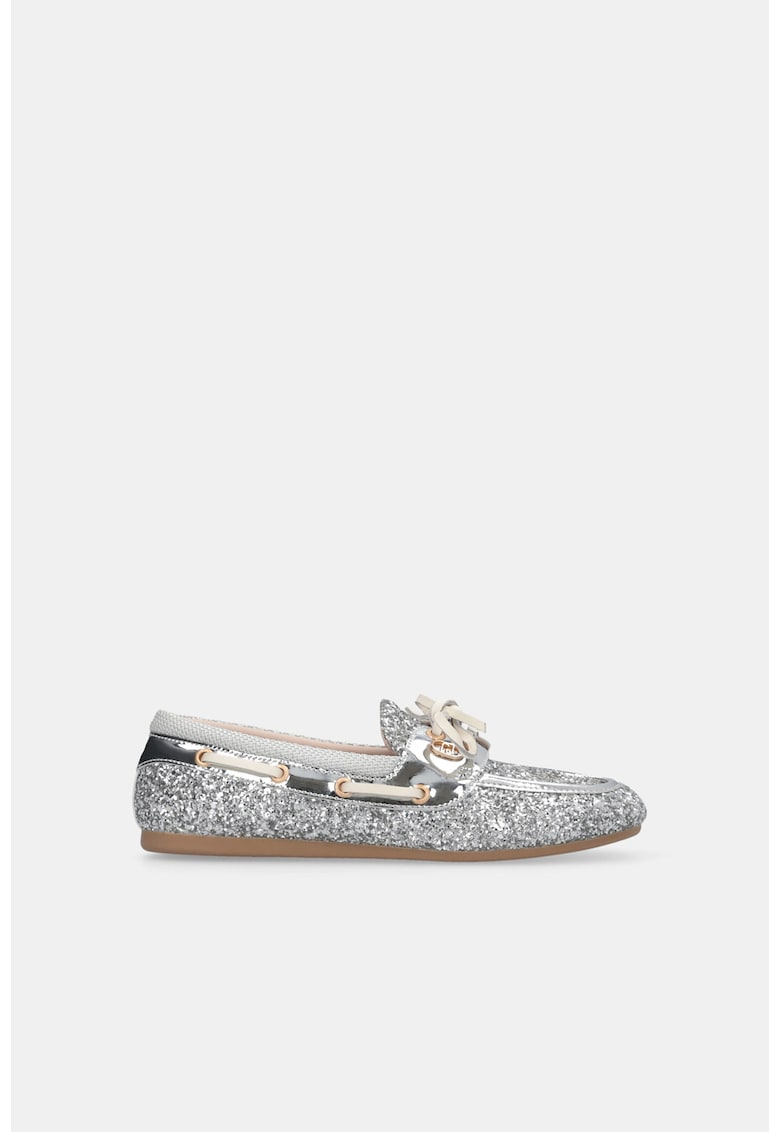 Pantofi boat-loafer stralucitori - Argintiu