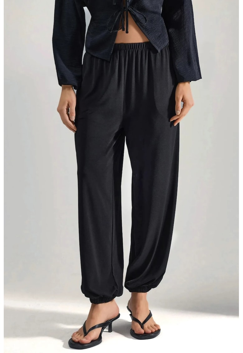 Pantaloni Femei - Regular Fit - Negru - Textil
