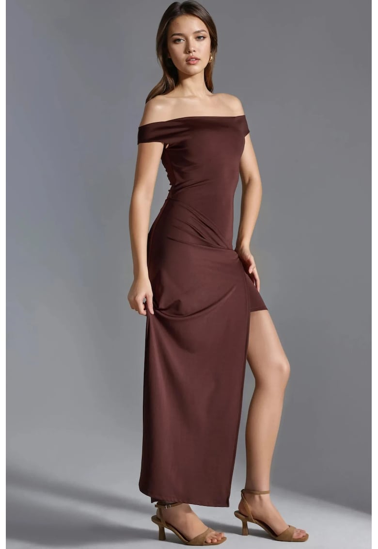 Rochie Maxi - cu umerii goi - Maro - Jerseu