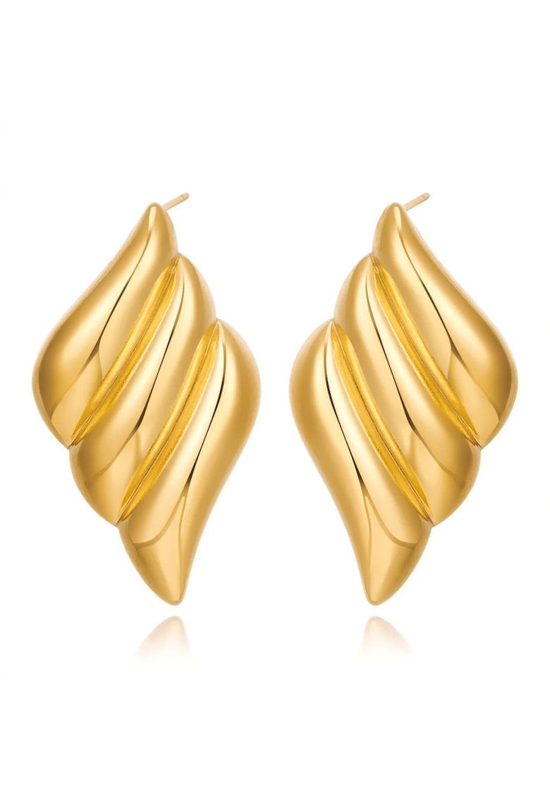 Cercei aurii - din otel inoxidabil - suflati cu aur 18k - delicati - Kara C2