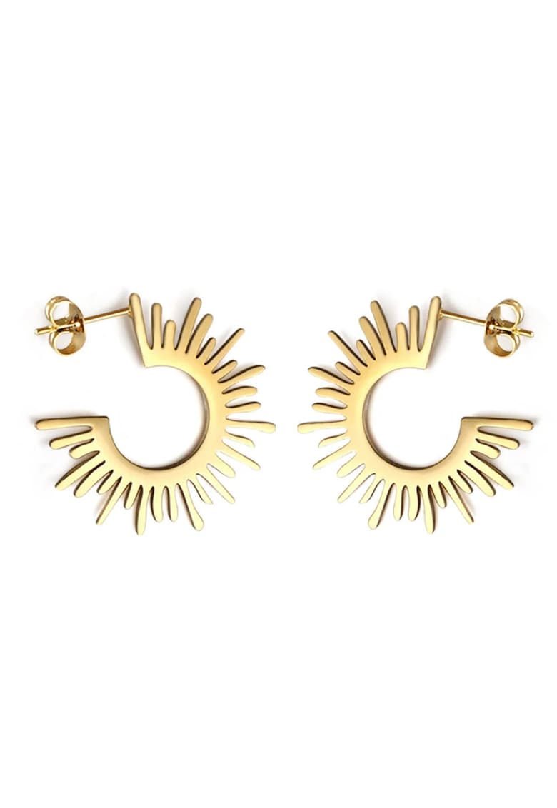 Cercei aurii - din otel inoxidabil - suflati cu aur 18k - forma de soare - Kanny C2