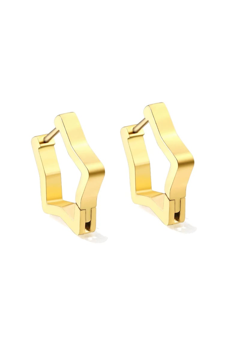 Cercei aurii - din otel inoxidabil - suflati cu aur 18k - forma de steluta - Kimmy C2