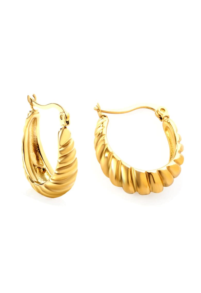 Cercei aurii - din otel inoxidabil - suflati cu aur 18k - ovali - stil croissant - C2