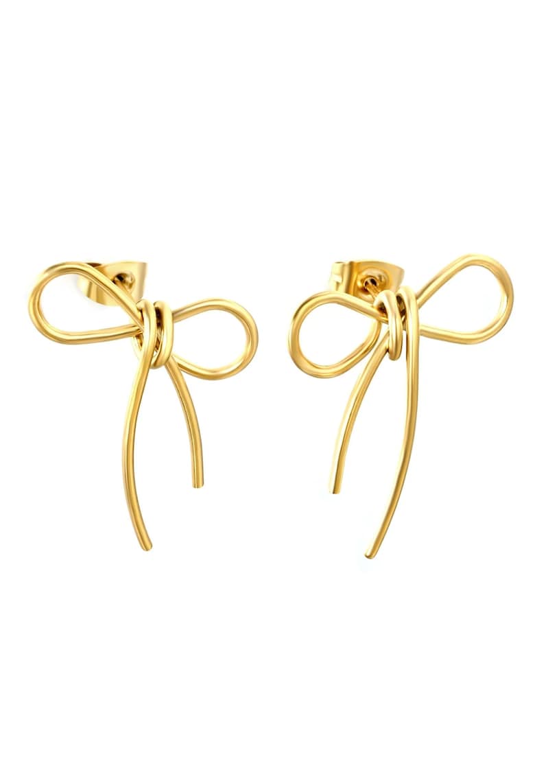 Cercei aurii - din otel inoxidabil - suflati cu aur 18k - forma de fundita - Kirstina C2