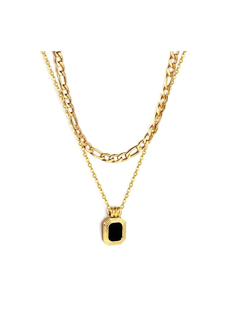 Colier auriu - din otel inoxidabil - suflat cu aur 18k - in doua straturi - Abba C1