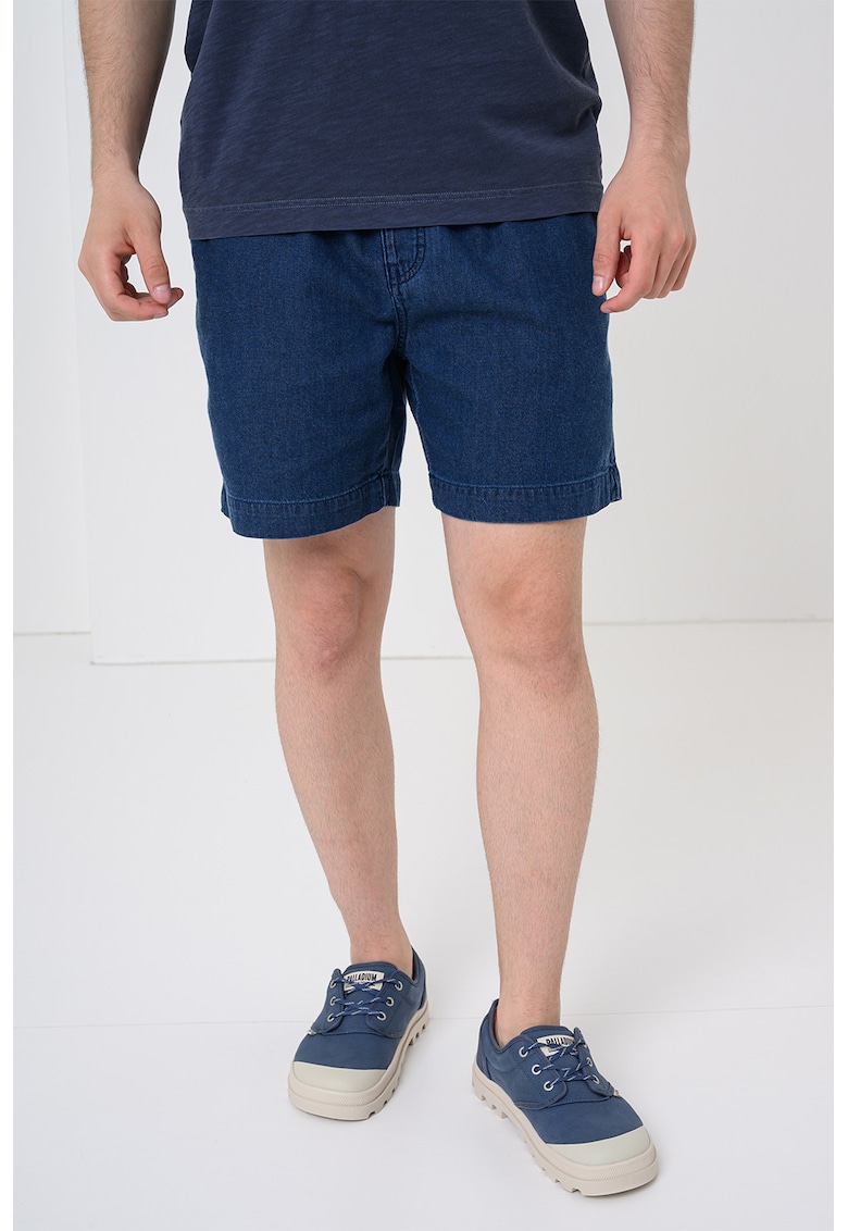 Bermude din denim cu snur - Bleumarin