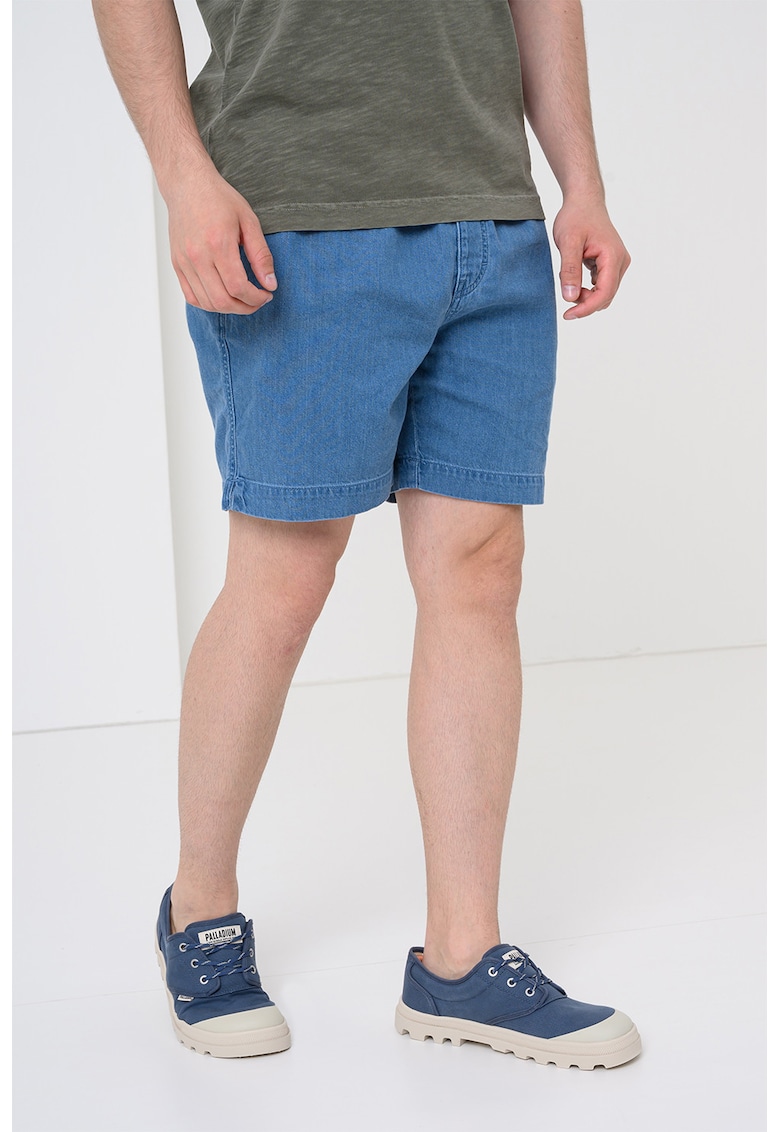 Bermude din denim cu snur - Albastru