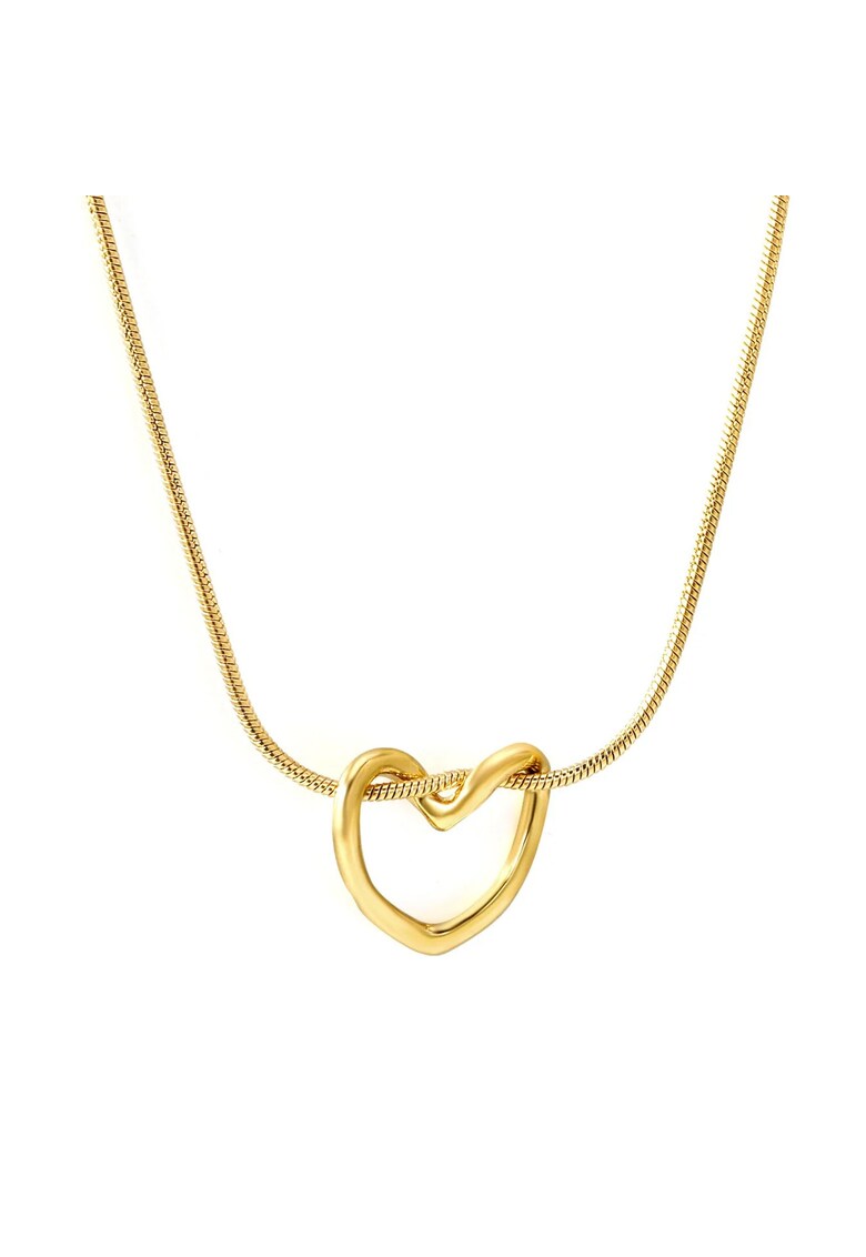 Colier auriu - din otel inoxidabil - suflat cu aur 18k - cu pandantiv inima - Adelene C1