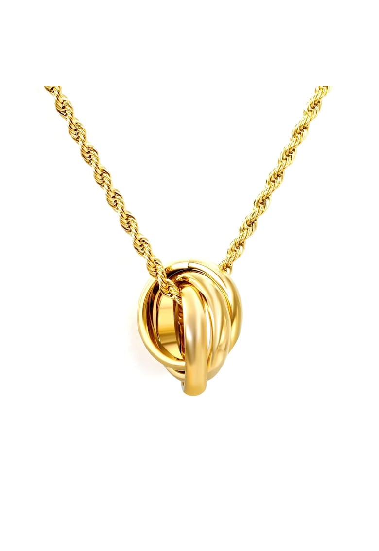 Colier auriu - din otel inoxidabil - suflat cu aur 18k - cu pandantiv din cercuri intercalate - Kaisalisa C1