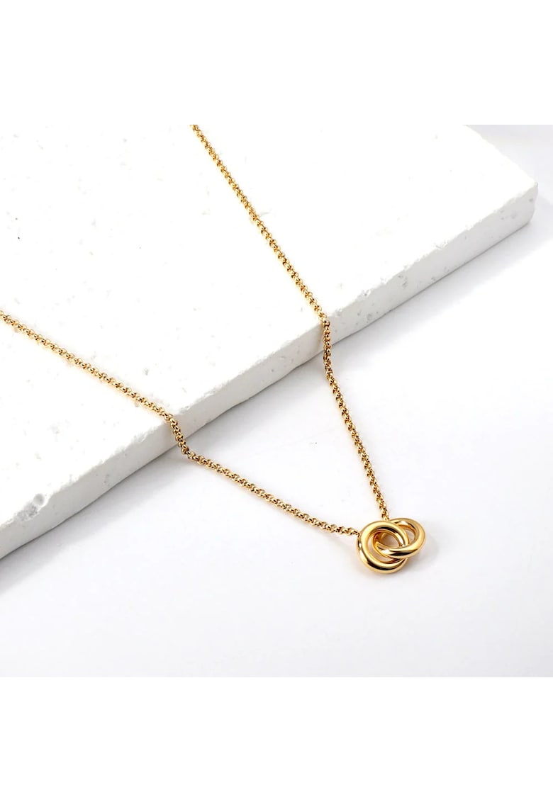 Colier auriu - din otel inoxidabil - suflat cu aur 18k - cu cerculete imbinate - Eternity C1