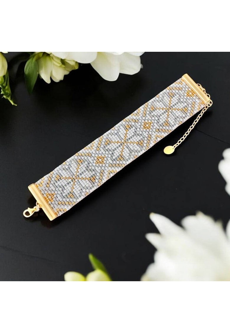 Bratara lata eleganta impletita manual din margele Miyuki - Zamora