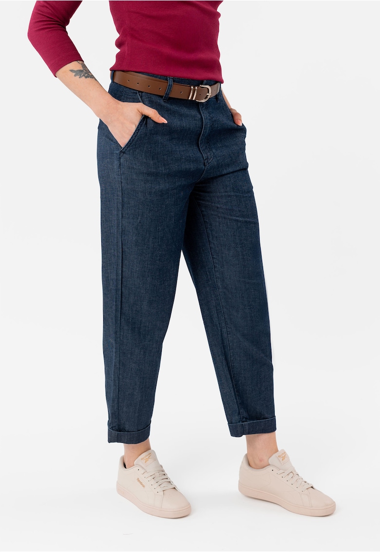 Pantaloni dama Comfort Fit - talie medie - buzunare - R-Alya - denim - Albastru marin/denim