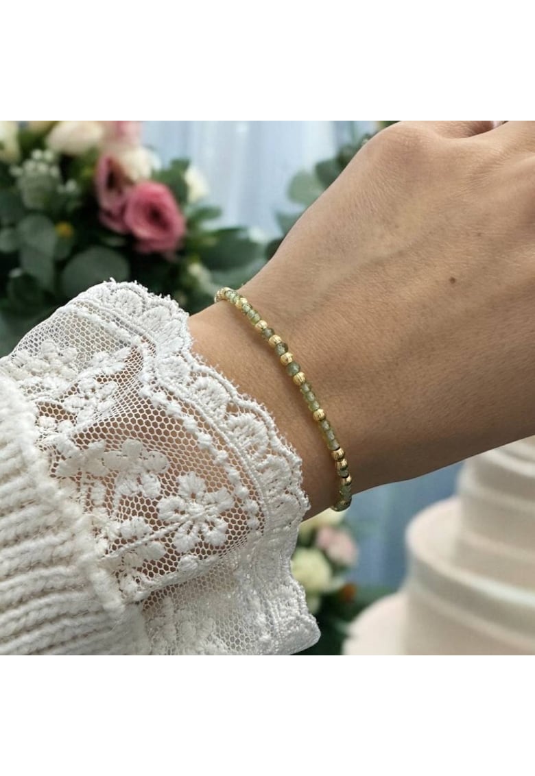 Bratara eleganta dama Selina din peridot si argint placat cu aur 925 - 16.5+3.5 cm