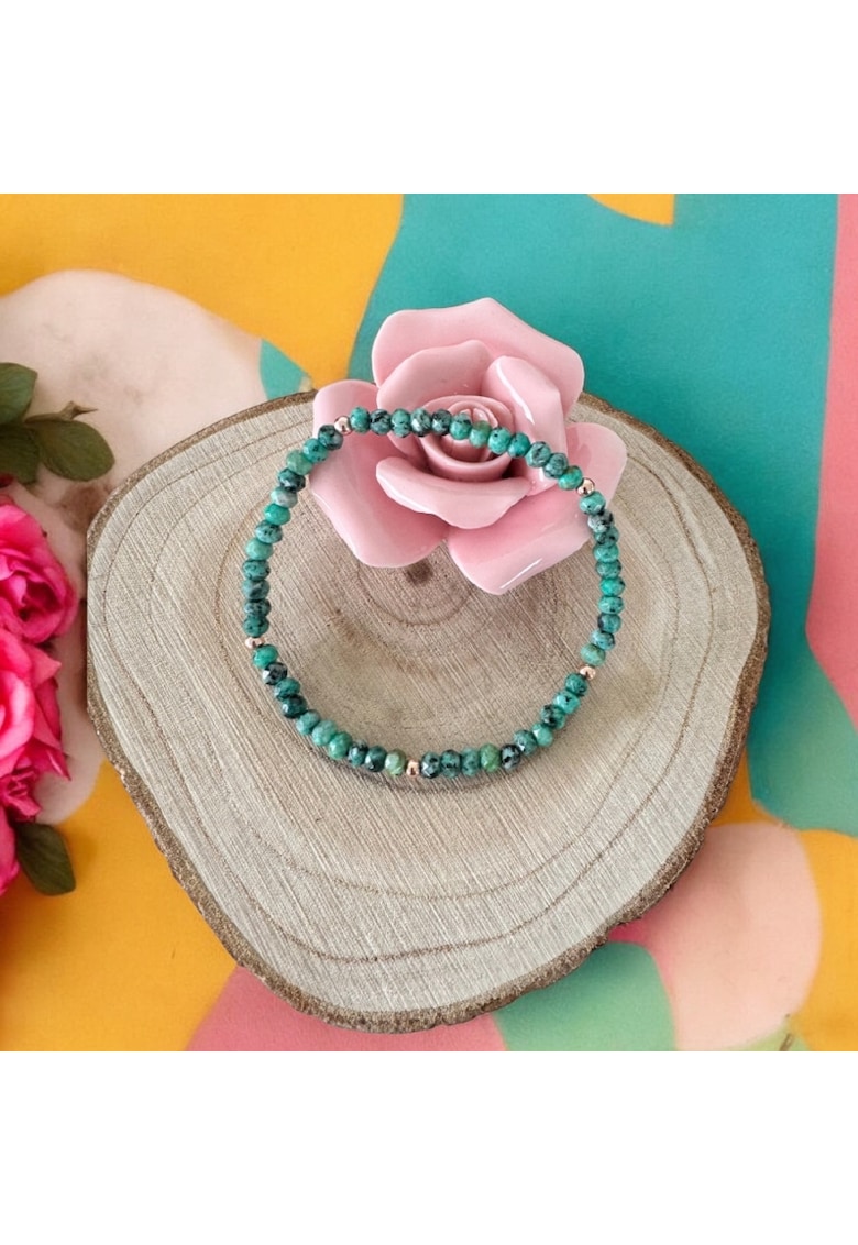 Bratara dama din Jad Turcoaz Livia cu accesorii din argint 925 - 17-18 cm