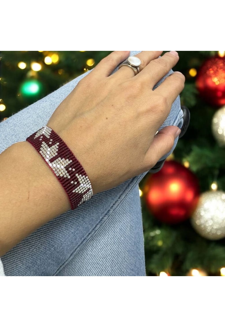 Bratara miyuki rosu-argintiu lata - eleganta pentru femei - Samira