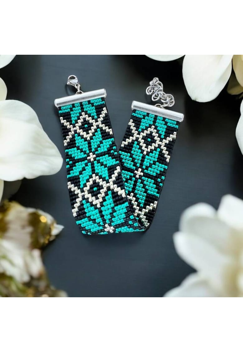 Bratara lata eleganta impletita manual cu margele miyuki - Treva